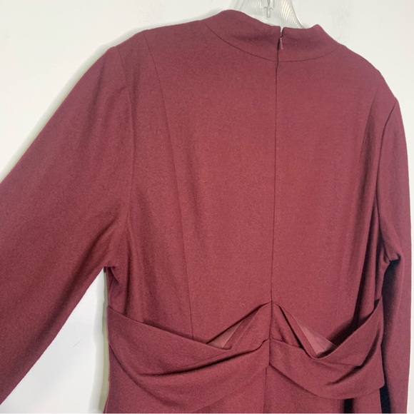 Hobbs London Burgundy Wool Long Sleeve V-Neck Midi Dress Size 14 NWOT! - Picture 5 of 11